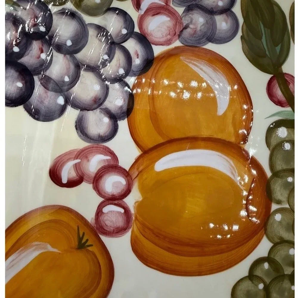 Vintage WCL Fruit Harvest Oval Serving Platter Hand Painted Grapes Pears Peaches